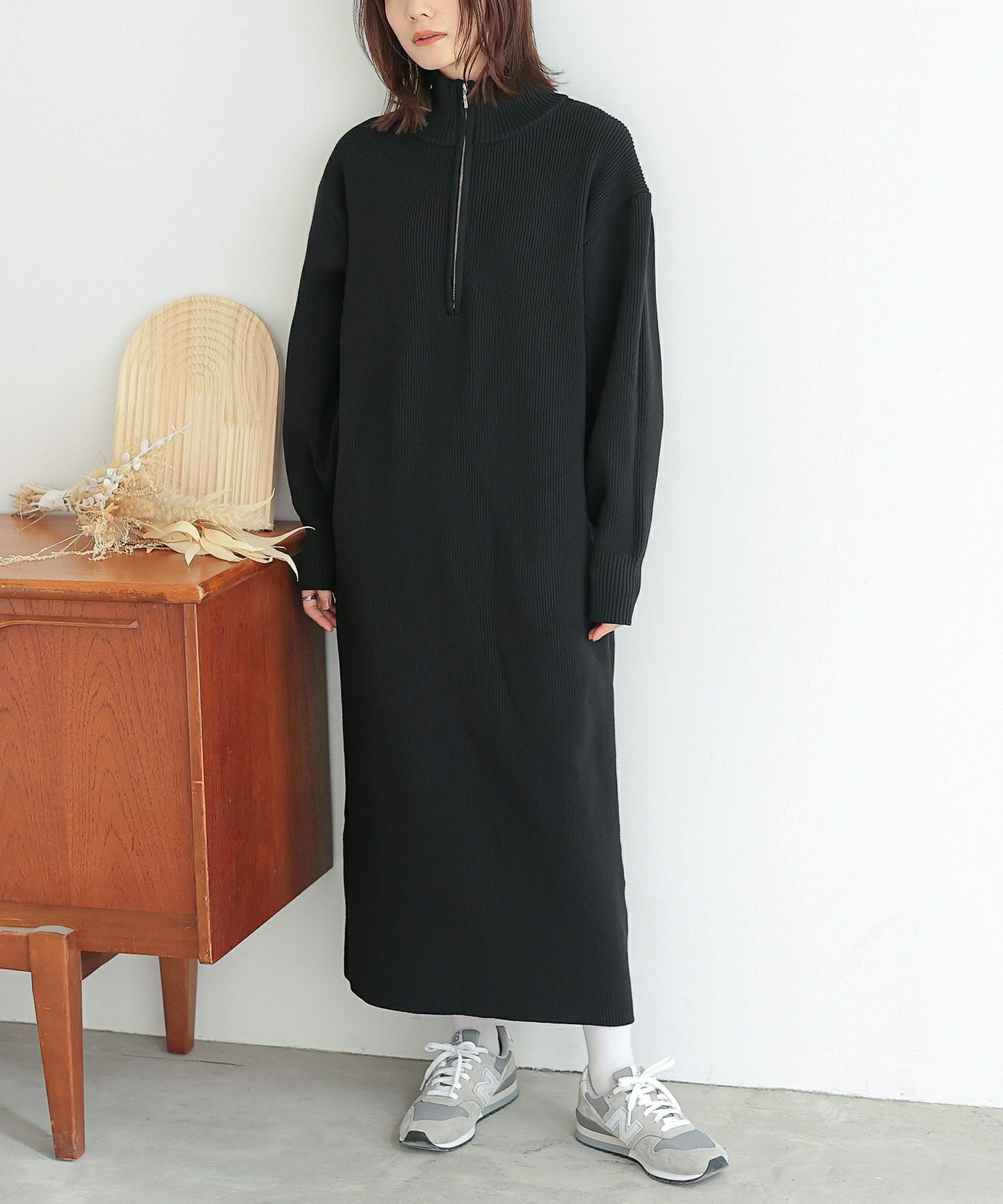 n'OrLABELハーフジップニットワンピース』