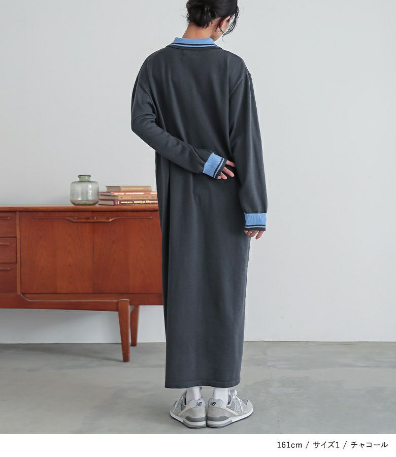 n'OrLABEL配色ラインポロニットワンピース』