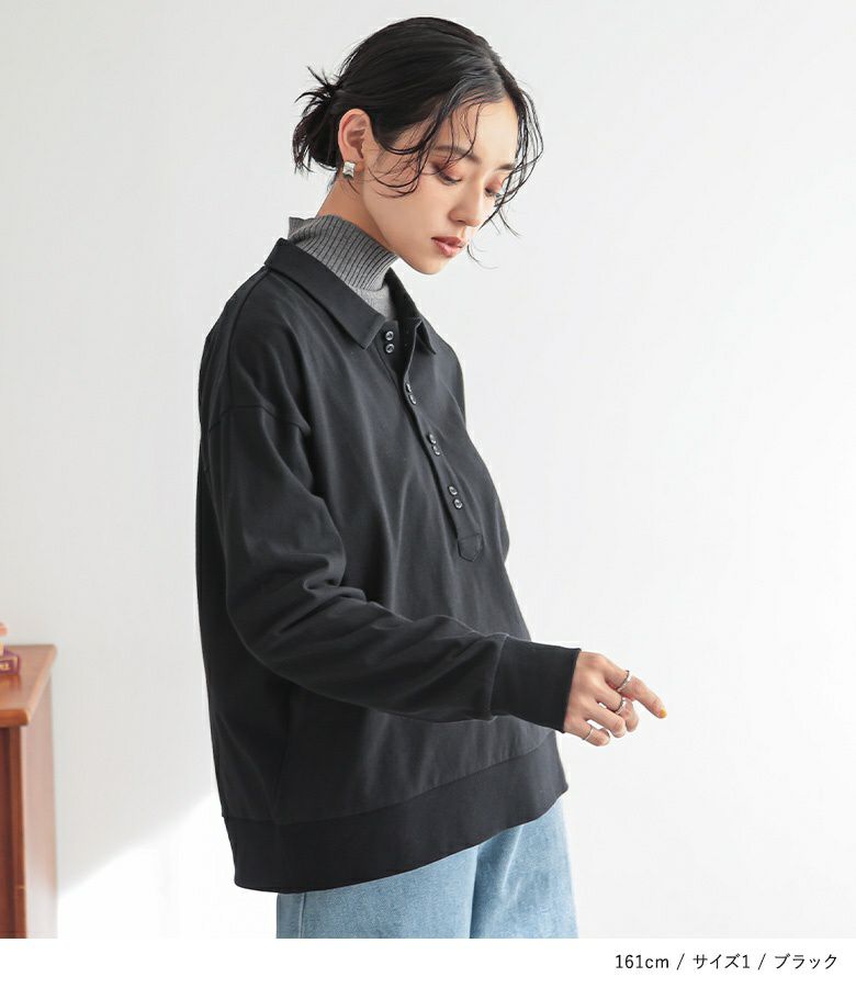 n'OrLABELダブルボタンロングスリーブポロシャツ』