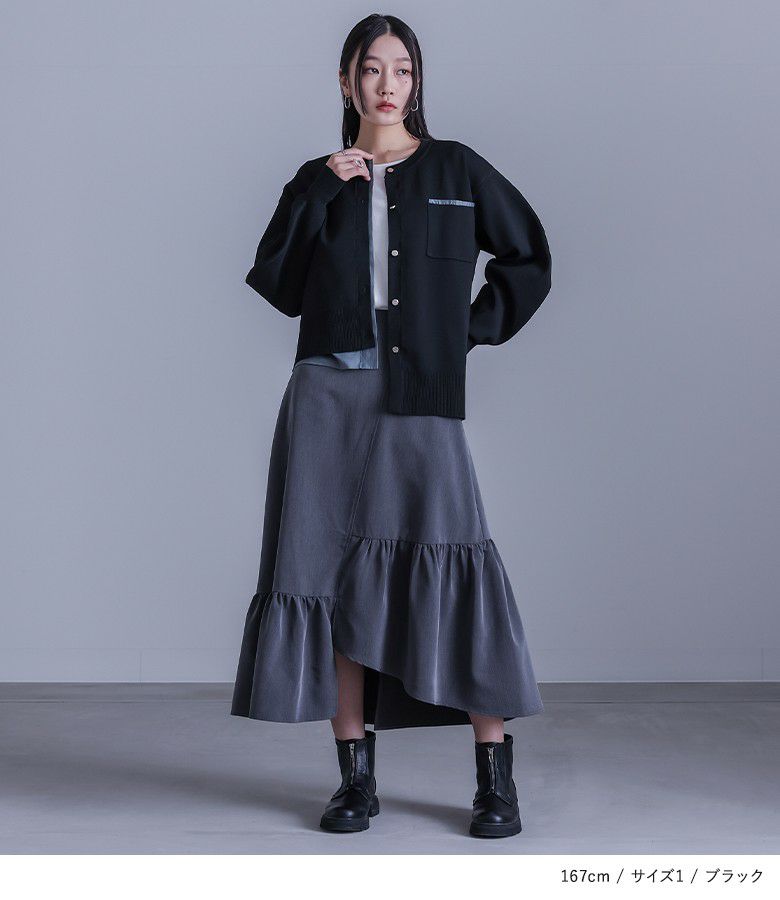 AURALEE ダークグレー カーディガン 長袖 AURALEE グレー クロップド丈長袖カーディガン
