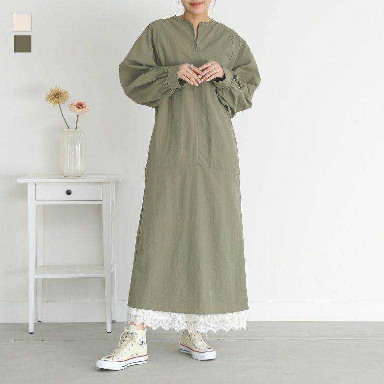 ハーフジップワンピース