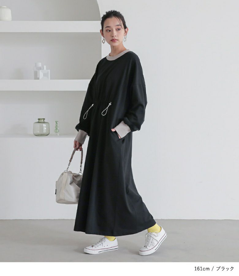 n'OrLABELミニ裏毛ドロストワンピース』