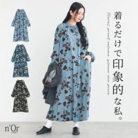 nOrLABEL(ノアールレーベル)花柄ボリュームスリーブワンピース
