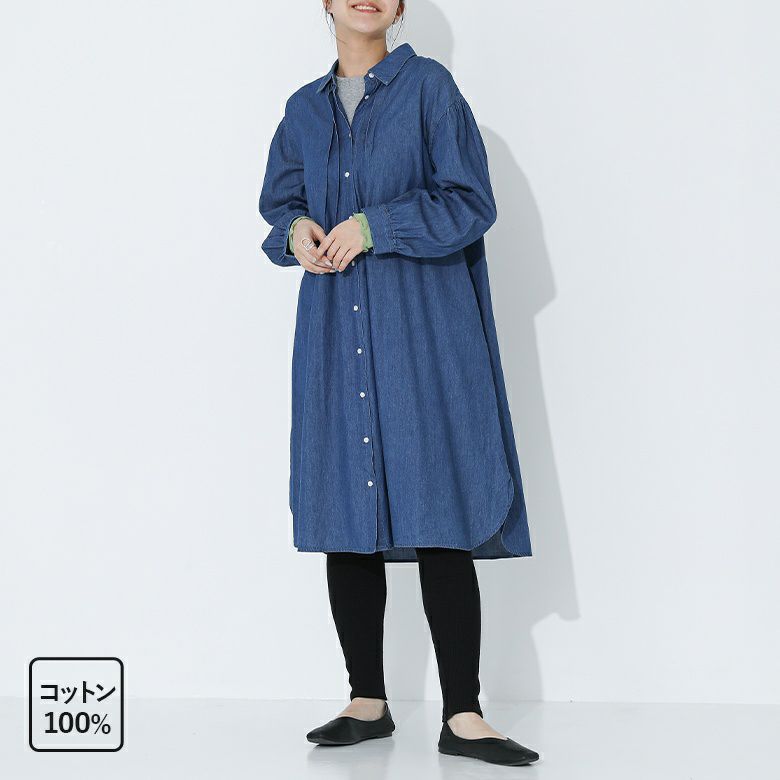 デニムタックシャツワンピ