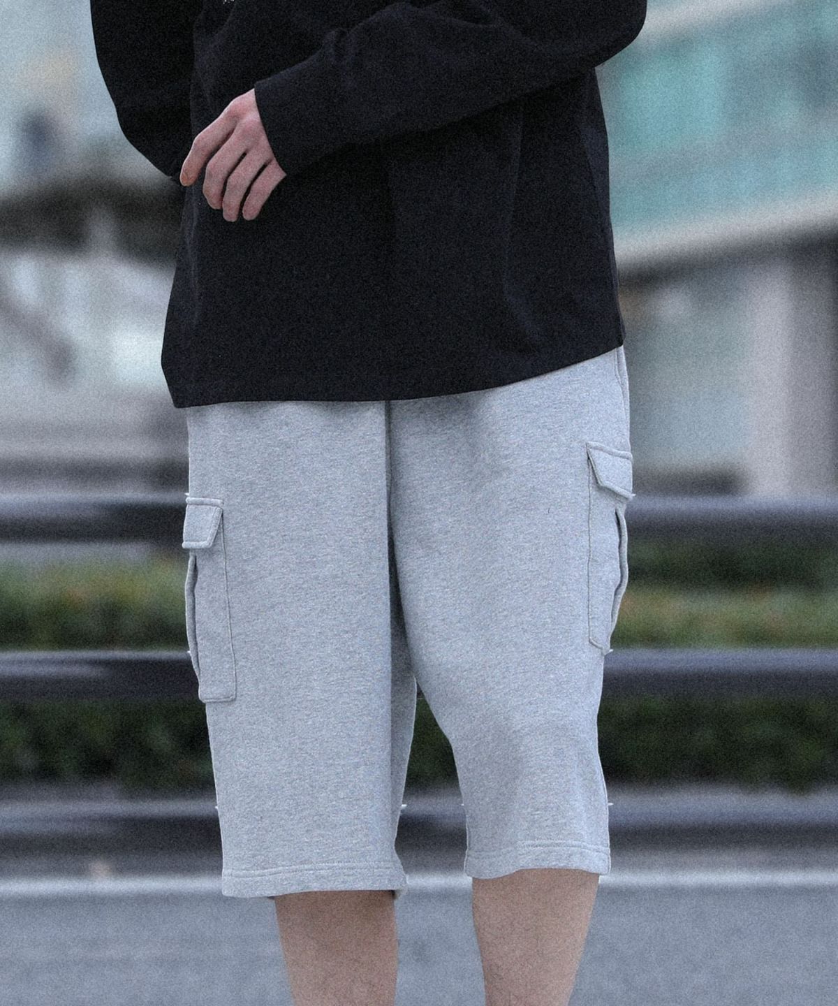 MDR裏毛カーゴワイドハーフパンツ【30】 M 杢グレー MDR裏毛カーゴワイドハーフパンツ【30】 M 杢グレー
