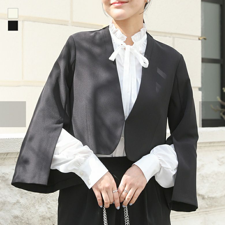 袖スリットノーカラージャケット