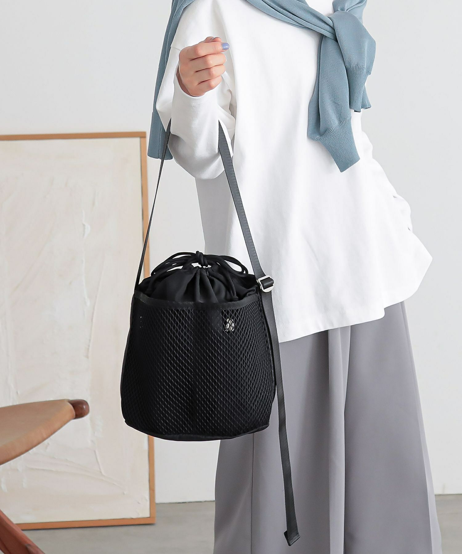 n'OrLABELメッシュ巾着ショルダーバッグ』