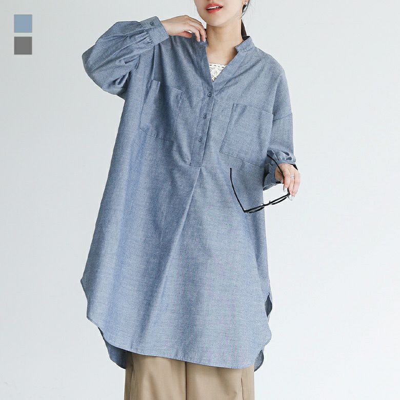 ダンガリーシャツワンピ