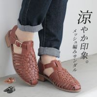 フェイクレザーメッシュサンダル