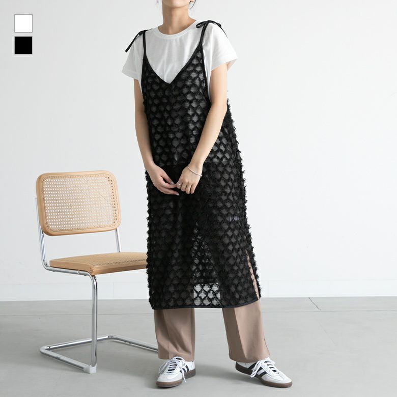 フリンジジャカードキャミワンピース