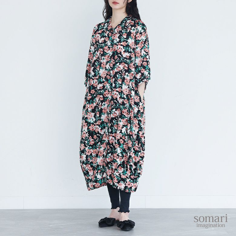 somari imagination(ソマリイマジネーション)花柄プリントワンピース