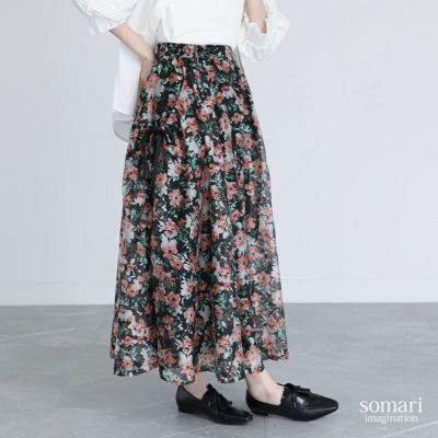 somari imagination(ソマリイマジネーション)花柄プリントオーガンジースカート