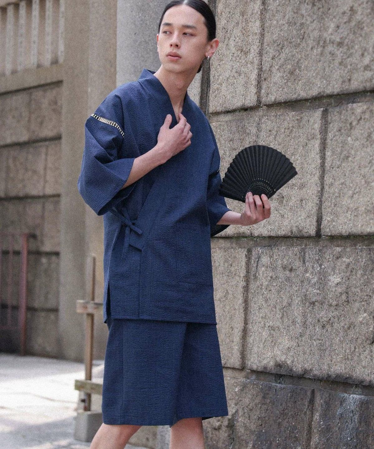 しじら織甚平セット【30】 M ネイビー しじら織甚平セット【30】 M ネイビー