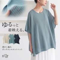 nOrLABEL(ノアールレーベル)透かし編みボックスシルエットニット