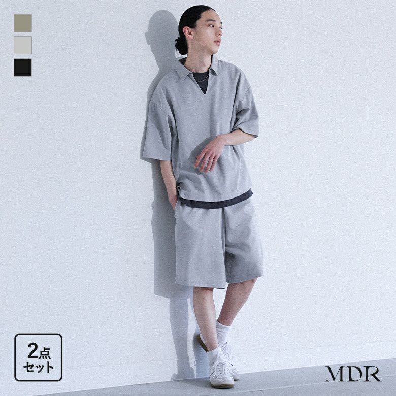 MDR(エムディアール)スキッパーシャツ＆ハーフパンツセットアップ