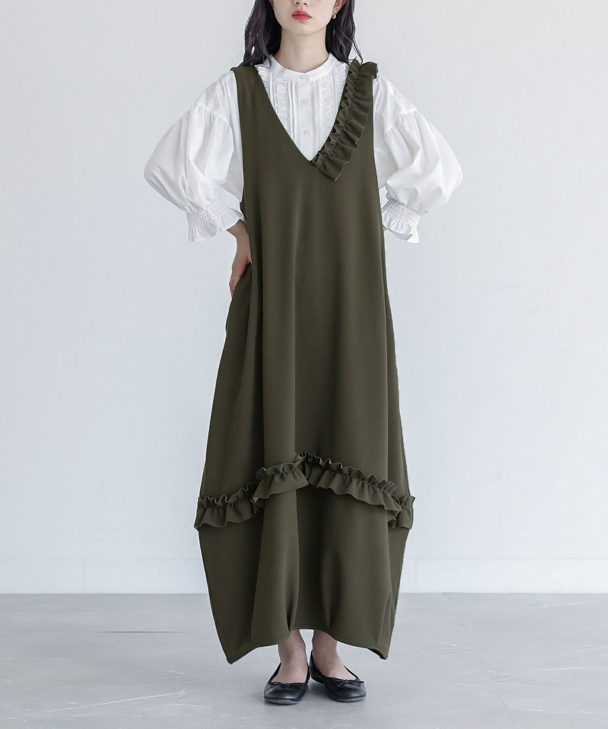カットソーコクーンジャンパースカート【30】【SALE】 1 カーキ カットソーコクーンジャンパースカート【30】【SALE】 1 カーキ