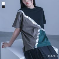 kOhAKU(コハク)配色切替箔ラインカットソー