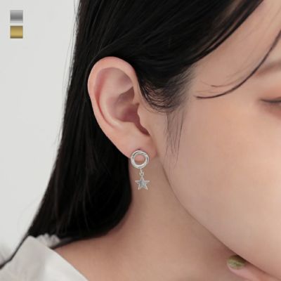 e.m.の星のピアス SPICY COLORS】Sirius ～輝く星と天然石のアシンメトリーピアス