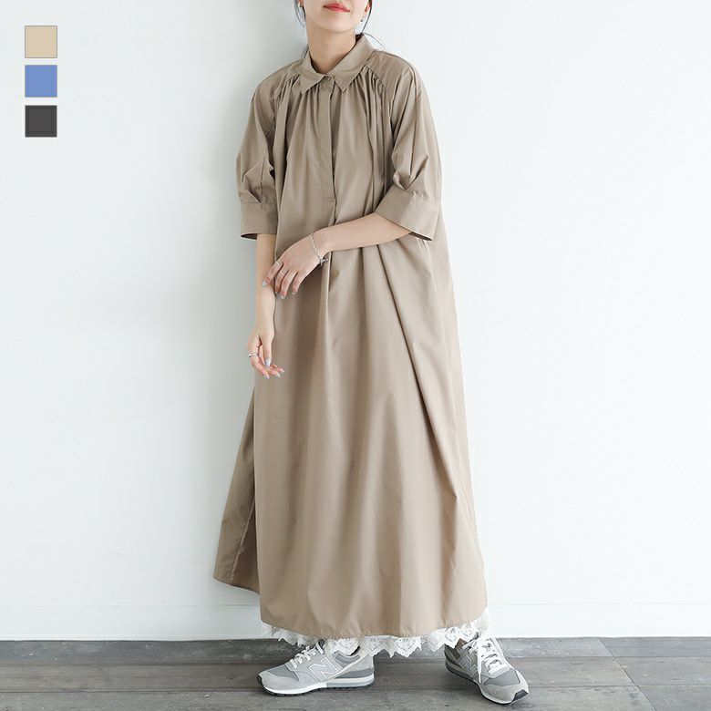 タックスリーブシャツワンピース