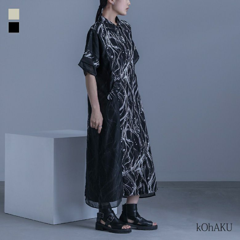kOhAKU(コハク)シアードッキングシャツワンピース