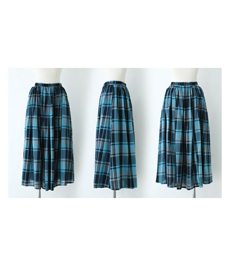 UN3D チェックギャザースカート ブルー 36 チェックギャザースカート』