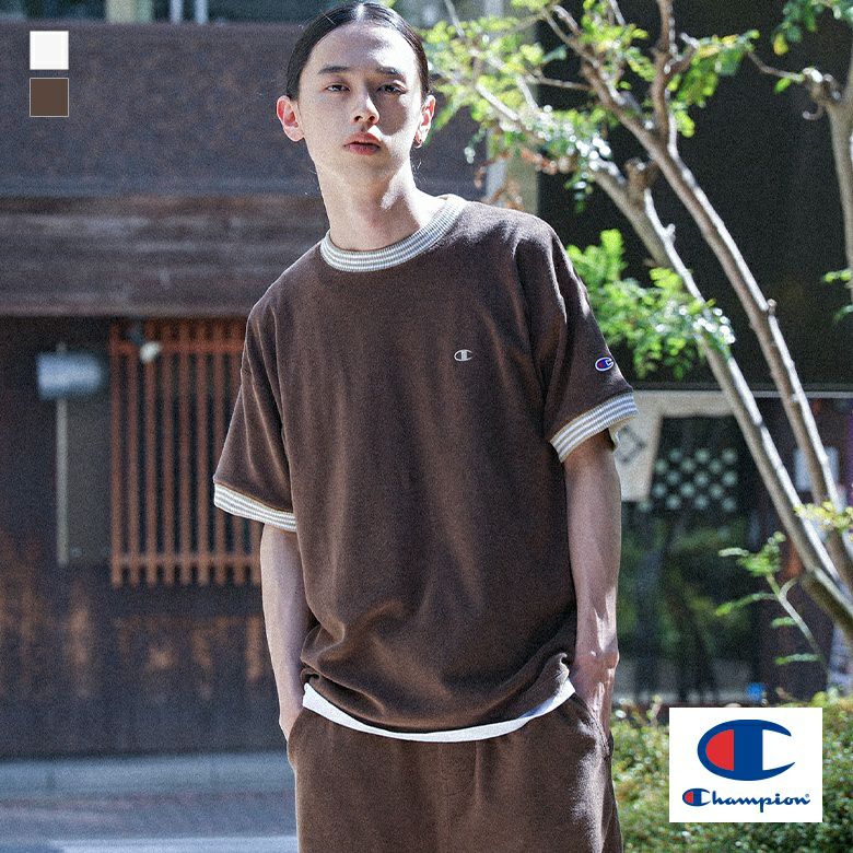 Champion配色デザインパイルTシャツ