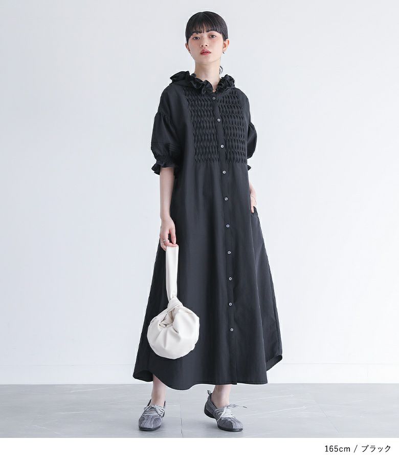 somari imaginationフリルフードピンタックシャツワンピース』