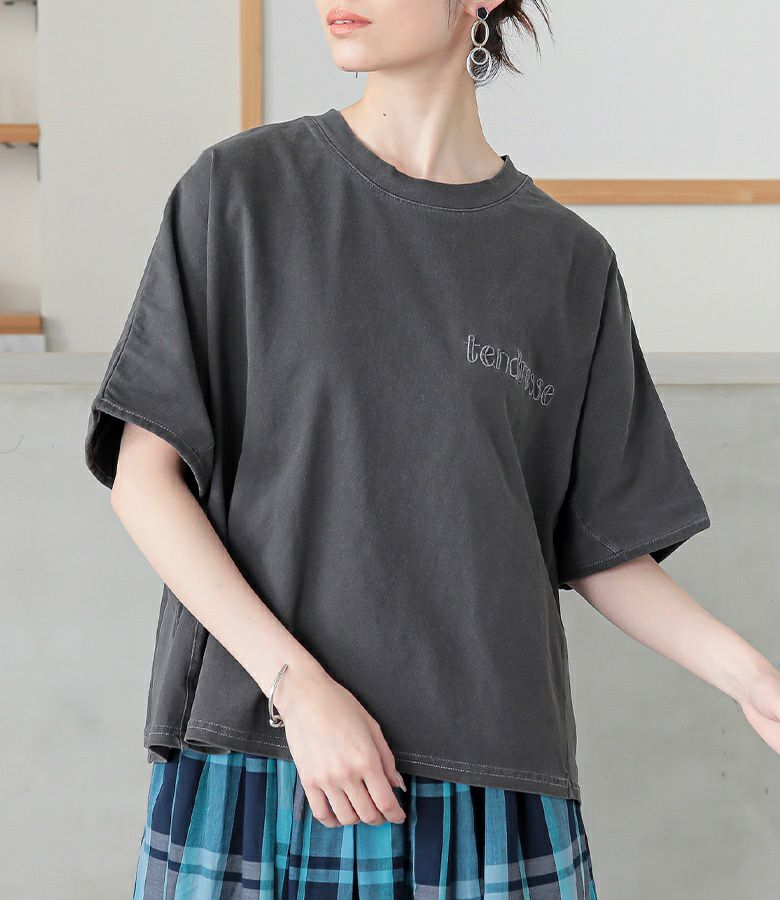 ピグメントオーバーサイズロゴTシャツ フリーサイズ チャコール ピグメントオーバーサイズロゴTシャツ フリーサイズ チャコール