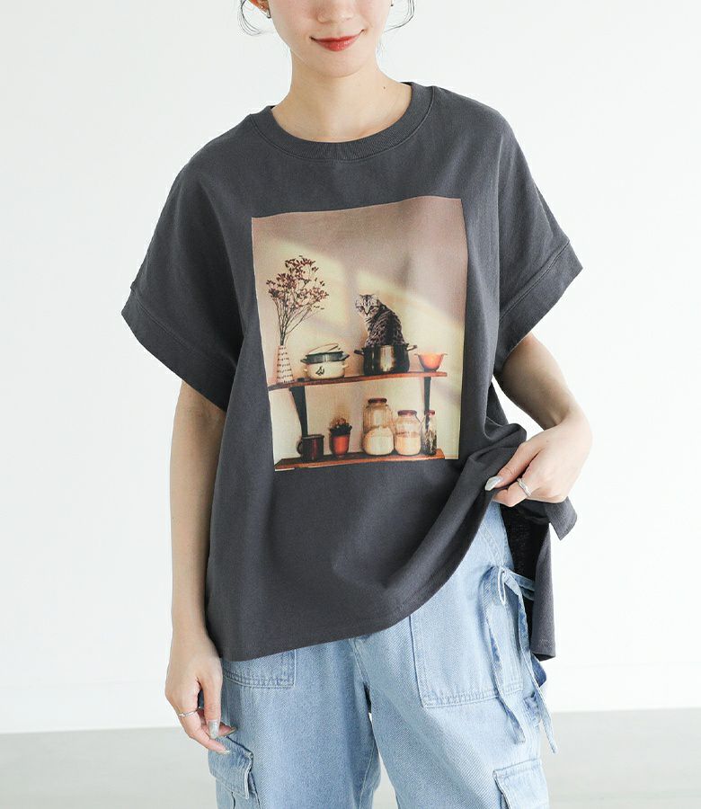 フォトプリントTシャツ フリーサイズ チャコール フォトプリントTシャツ フリーサイズ チャコール