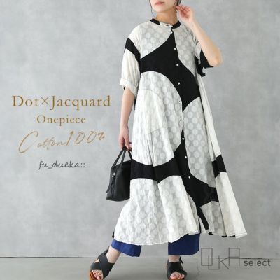 OUKA SELECTドットジャカードプリントワンピース