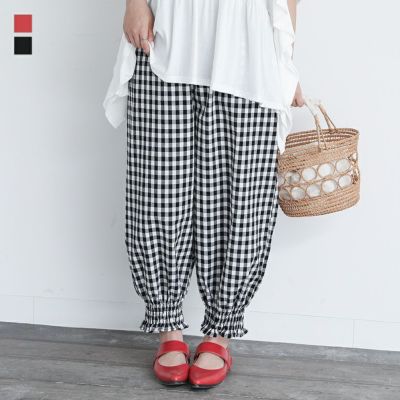 ギンガムチェックスモッキングパンツ