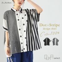 OUKA SELECTドットストライプワイドシャツ