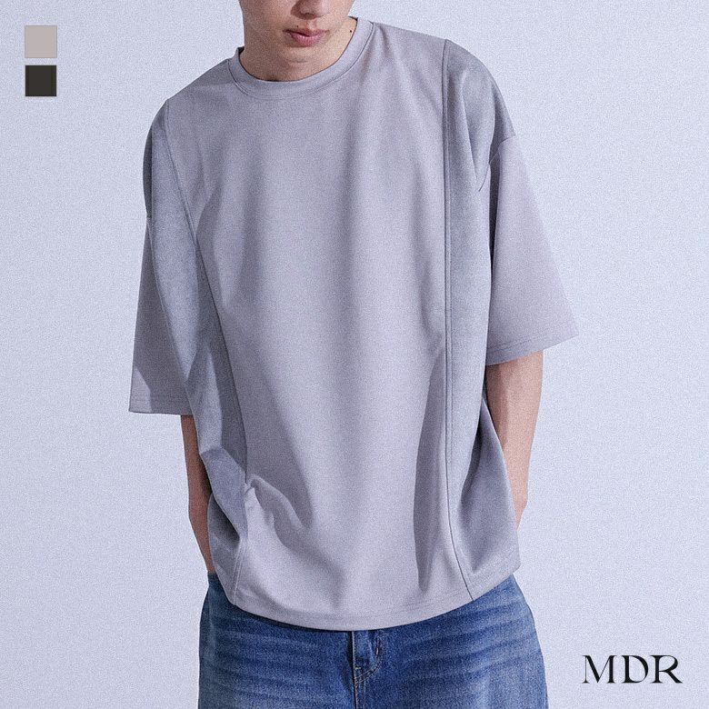 MDR(エムディアール)フェイクスエード切替半袖Ｔシャツ