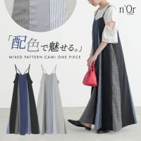 nOrLABEL(ノアールレーベル)柄切替配色キャミワンピ