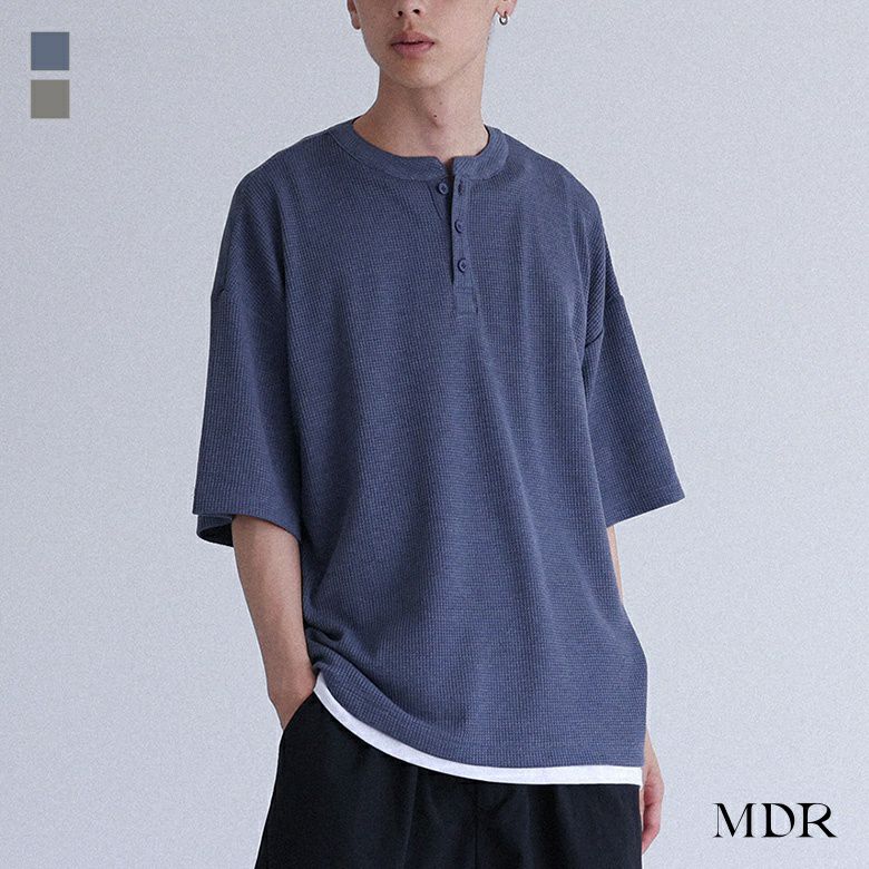 お取り置き　HTS ワッフルヘンリーネックシャツ　2着まとめて CAMBIO tシャツ mlt4878- ワッフルヘンリーネックカットソー