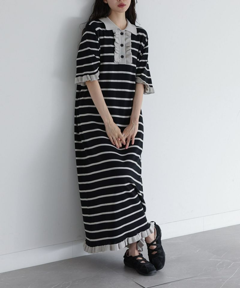 somari imagination配色ニットポロワンピース』