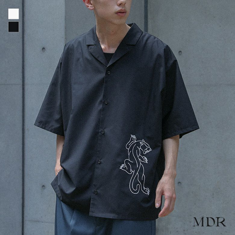 MDR(エムディアール)オープンカラー刺繍シャツ
