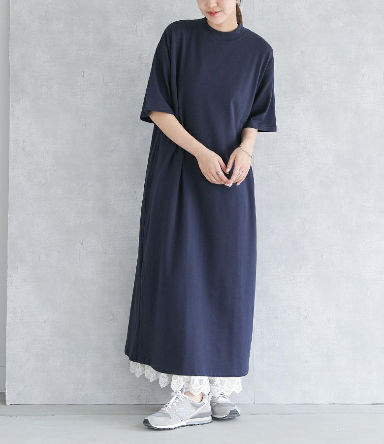 バックTラインスリットワンピース【30】 M ネイビー バックTラインスリットワンピース【30】 M ネイビー