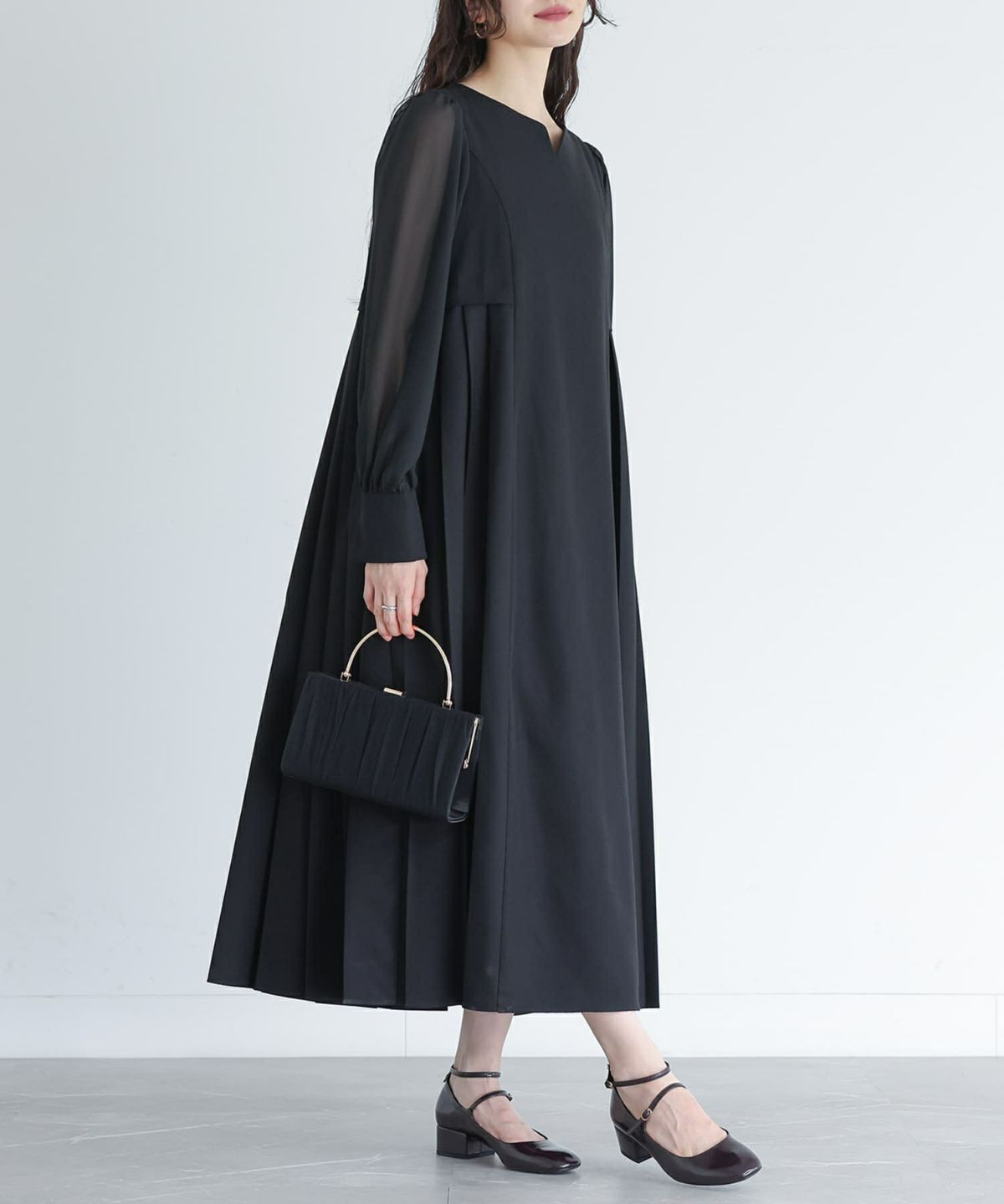 バックプリーツワンピース黒 セレモニー 結婚式【20】 1 ブラック バックプリーツワンピース黒 セレモニー 結婚式【20】 1 ブラック