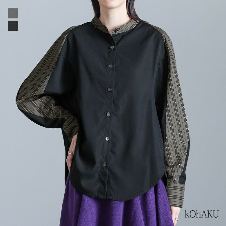 kOhAKU(コハク)配色切替ラウンドシャツ
