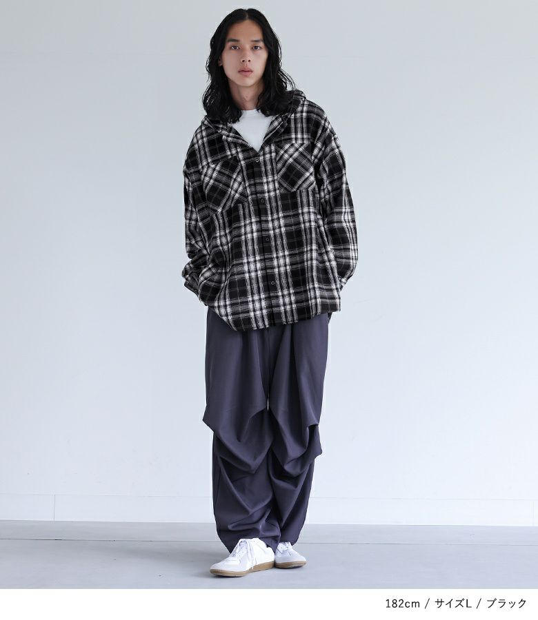 MDRチェックフードシャツ』