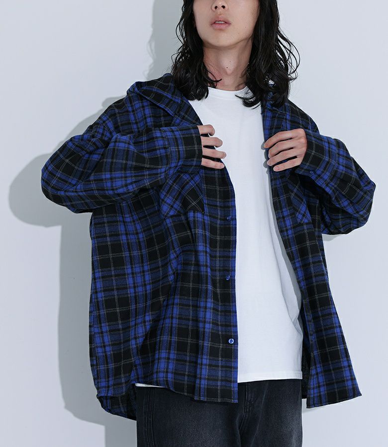 MDRチェックフードシャツ』
