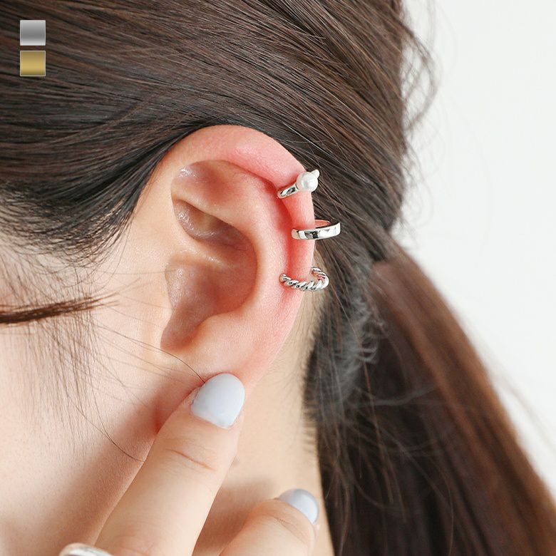 3連パール付きイヤーカフ