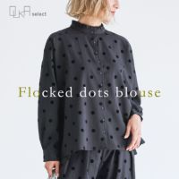 OUKA SELECTフロッキードットバンドカラーシャツ