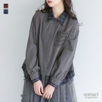 somari imagination(ソマリイマジネーション)レイヤード風フリルチェックシャツ