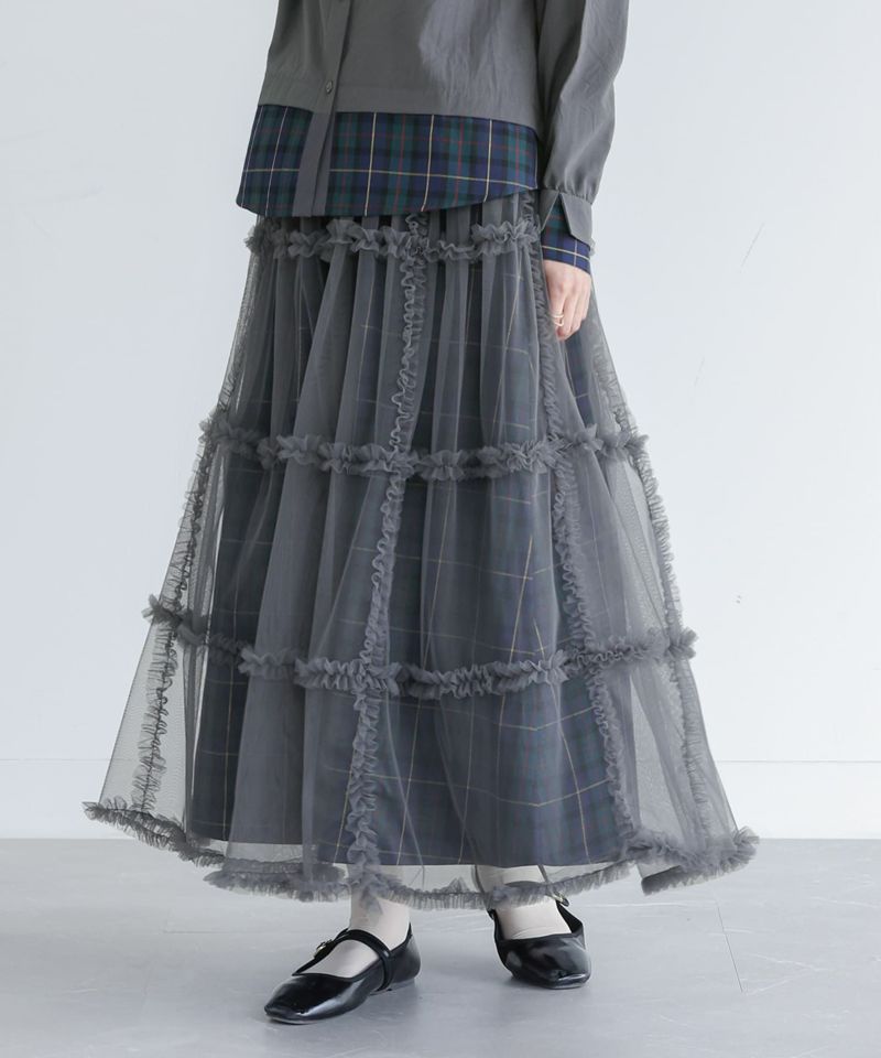 somari imaginationシアーチェックフリルスカート』
