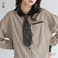 somari imagination(ソマリイマジネーション)ネクタイ付きストライプシャツ