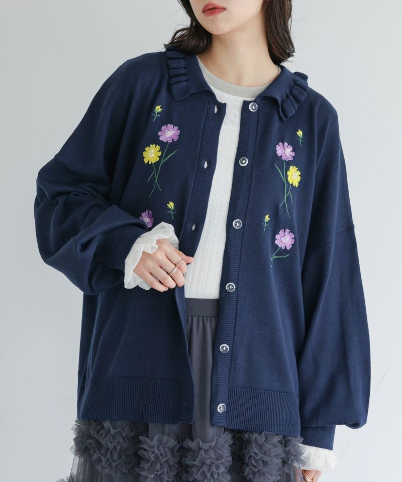 センソユニコann 吉刺繍入りカーディガン コード刺繍クルーネックカーディガン / kyoko / OUTLET ｜J