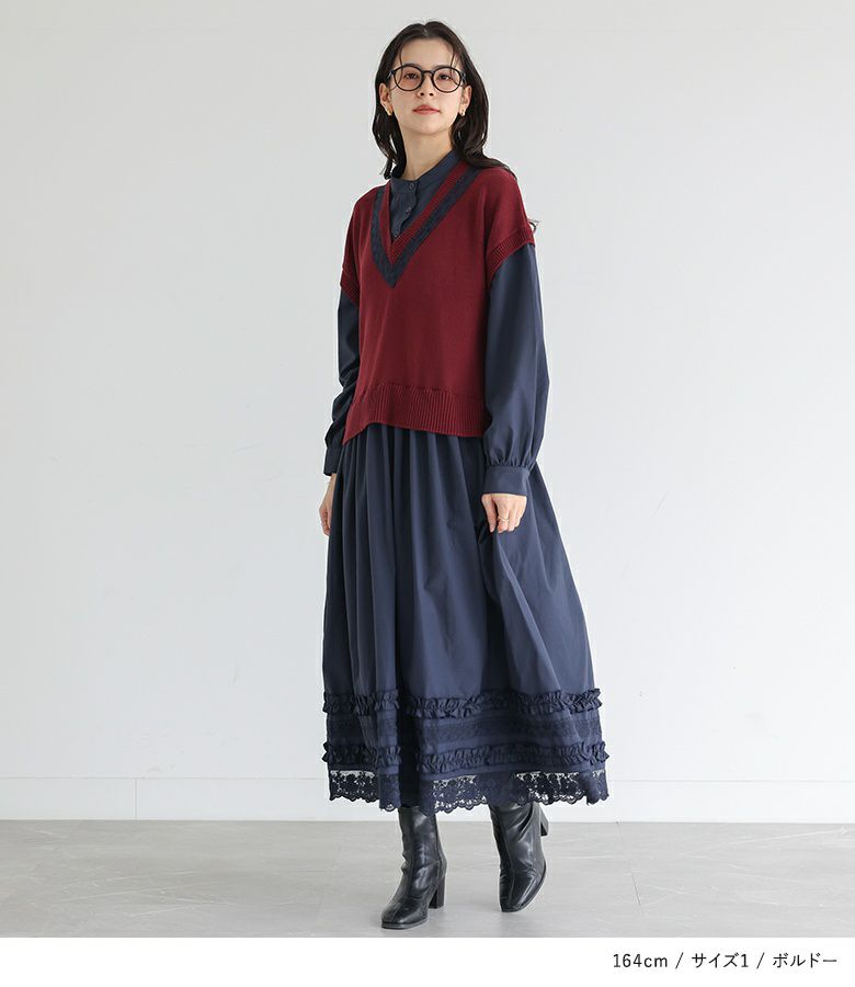 専用です☆ブルーレーベル　ニットドッキングワンピース赤 バーバリーブルーレーベル ドッキングワンピース ケーブルニット