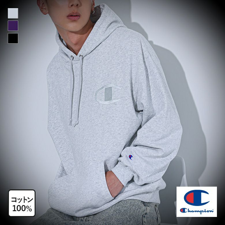Champion(チャンピオン)ビッグロゴ刺繍フーディー